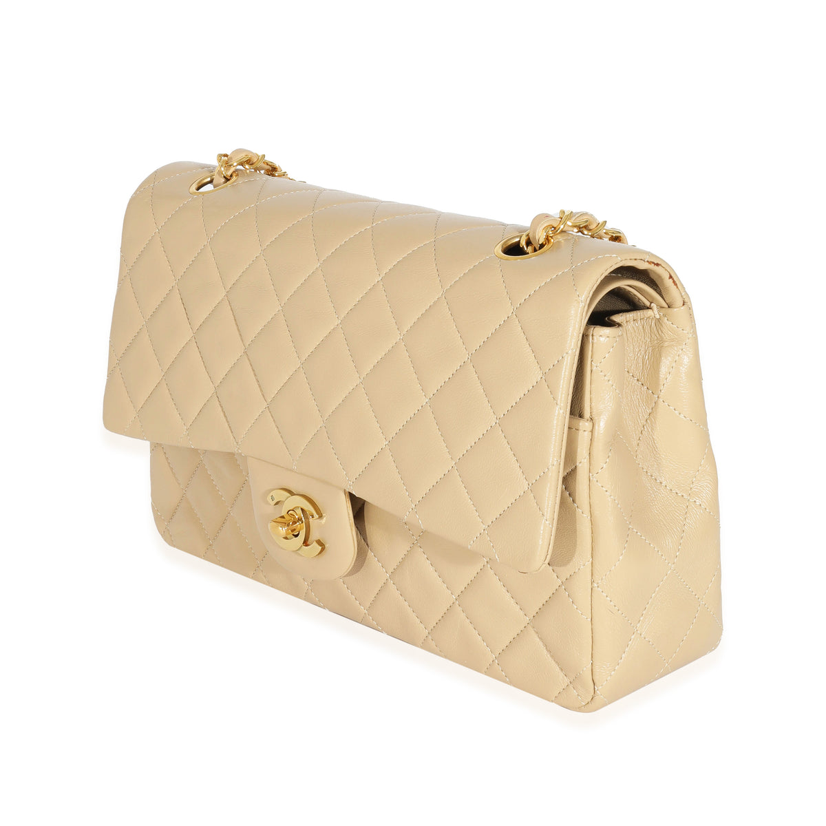 Chanel Vintage Beige Quilted Lambskin Classic Medium Double Flap, myGemma