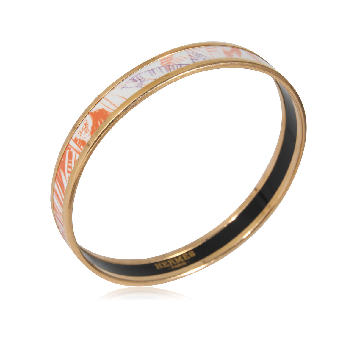 Hermès Narrow  Enamel Bracelet in  Gold Plated, 62mm