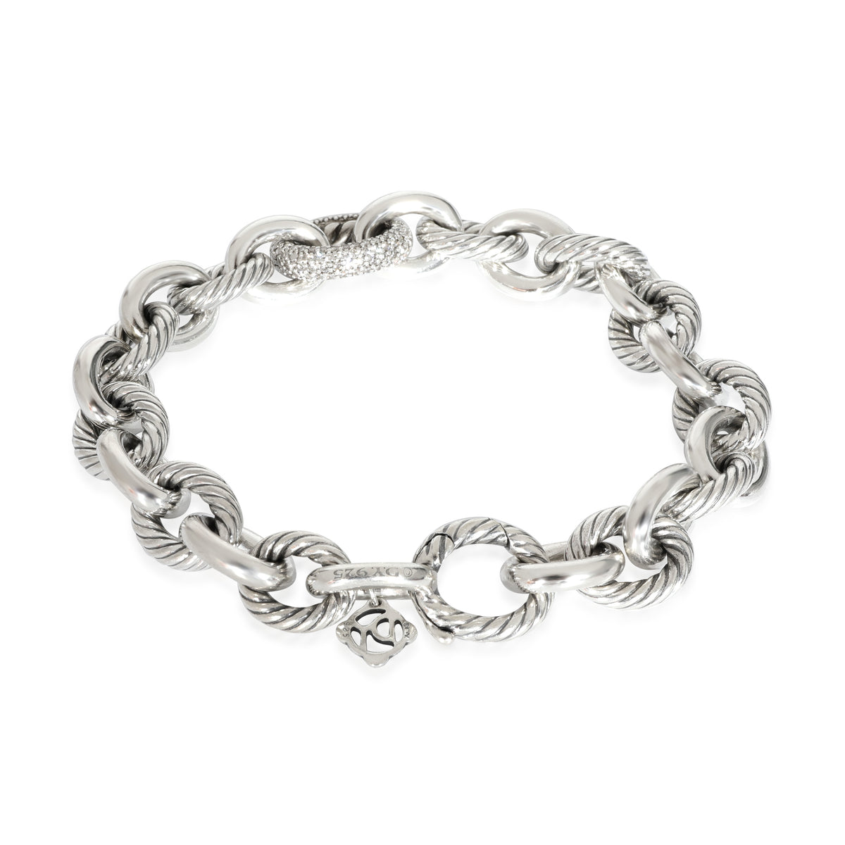 David Yurman Oval Link Chain Collection Bracelet in  Sterling Silver 0.5 CTW