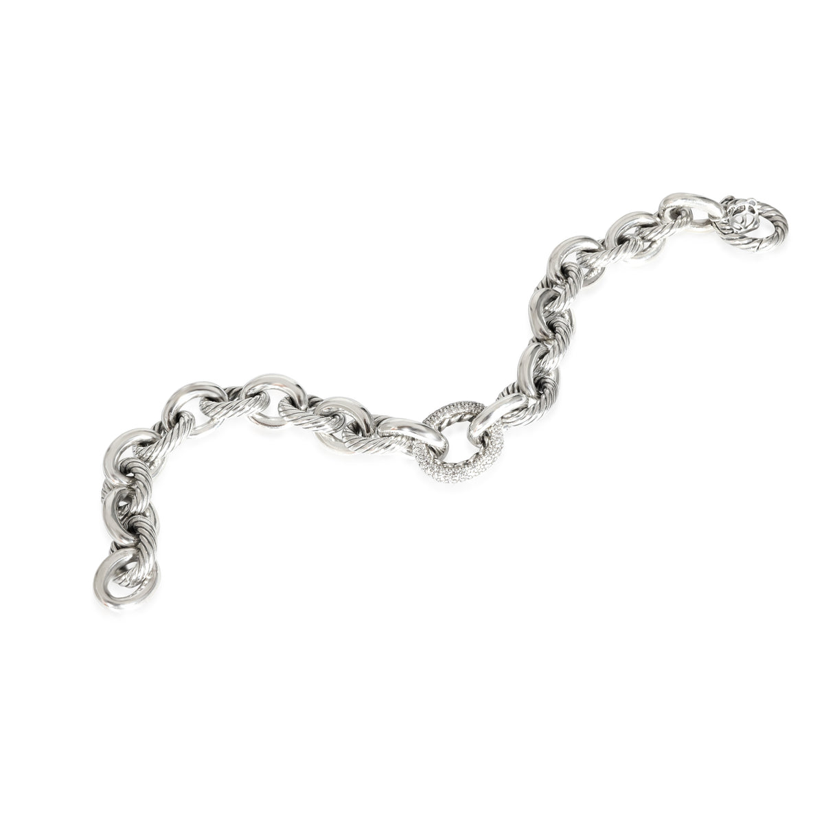 David Yurman Oval Link Chain Collection Bracelet in  Sterling Silver 0.5 CTW