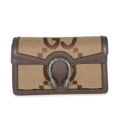 Gucci Camel Ebony Jumbo GG Canvas Super Mini Dionysus