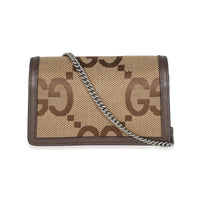 Gucci Camel Ebony Jumbo GG Canvas Super Mini Dionysus