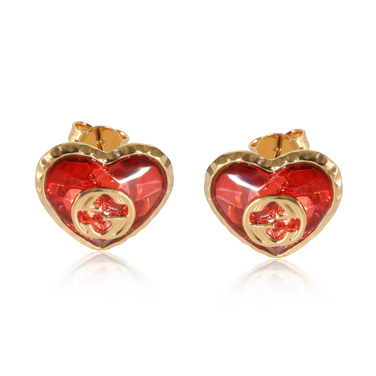 Gucci Interlocking G Red Crystal Heart Earrings myGemma Item