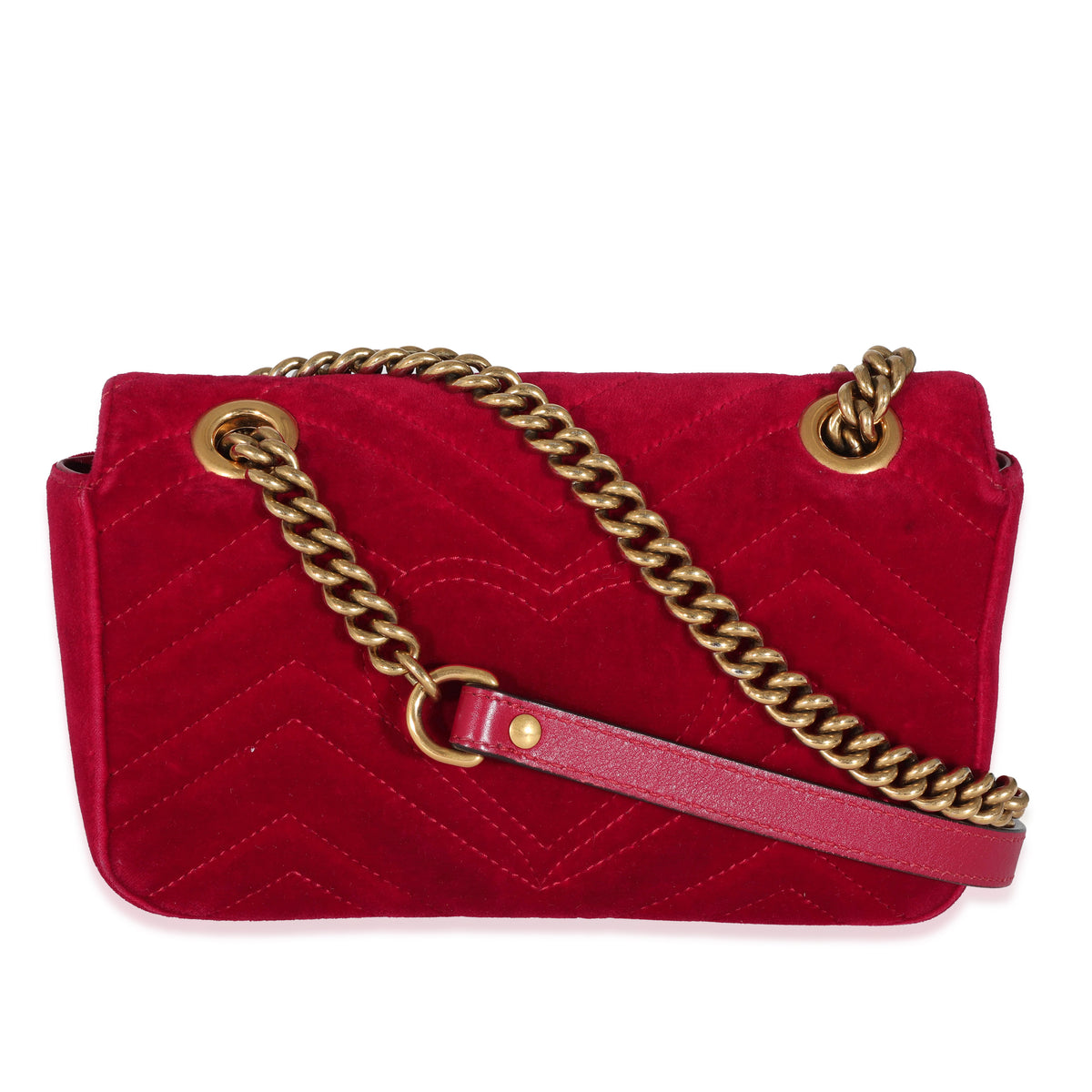 Gucci Red Velvet Matelassé Mini Marmont Shoulder Bag Mini