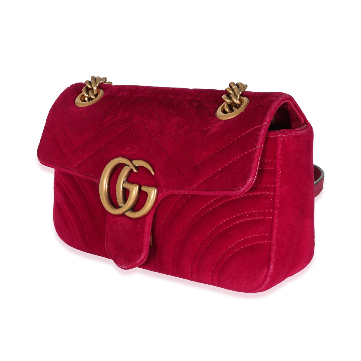 Gucci Red Velvet Matelassé Mini Marmont Shoulder Bag Mini, myGemma