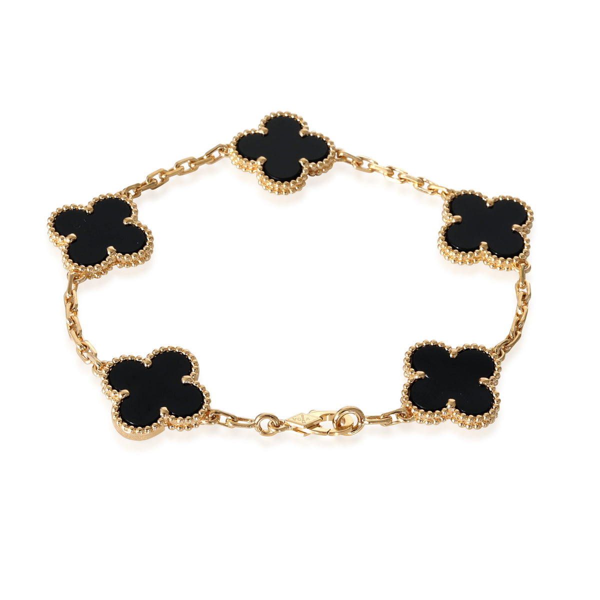 Van Cleef & Arpels Alhambra Onyx Bracelet in 18k Yellow Gold