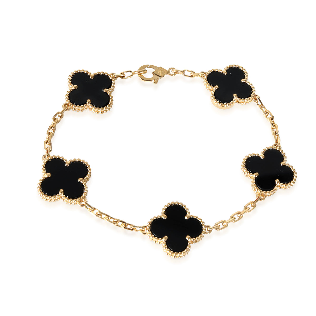 Van Cleef & Arpels Alhambra Onyx Bracelet in 18k Yellow Gold