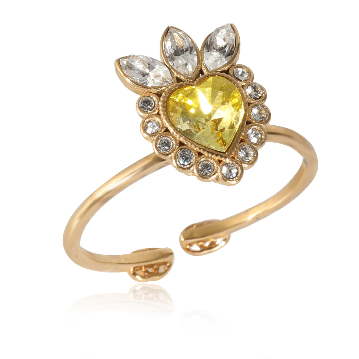 Gucci Brass Heart Yellow Crystal Ring