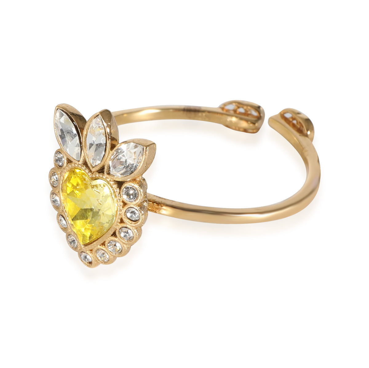 Gucci Brass Heart Yellow Crystal Ring