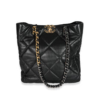 Chanel Black Lambskin Quilted Chanel 19 Shopping Bag