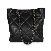 Chanel Black Lambskin Quilted Chanel 19 Shopping Bag