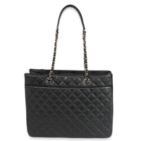 Chanel 23C Black Quilted Caviar Large Shopping Tote