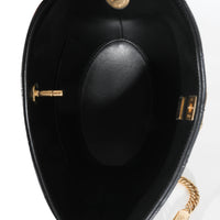 Chanel Black Calfskin CC Enamel Bucket Bag