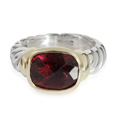 David Yurman Cable Garnet  Ring in 14k Yellow Gold/Sterling Silver