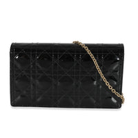 Christian Dior Black Cannage Patent Lady Pouch