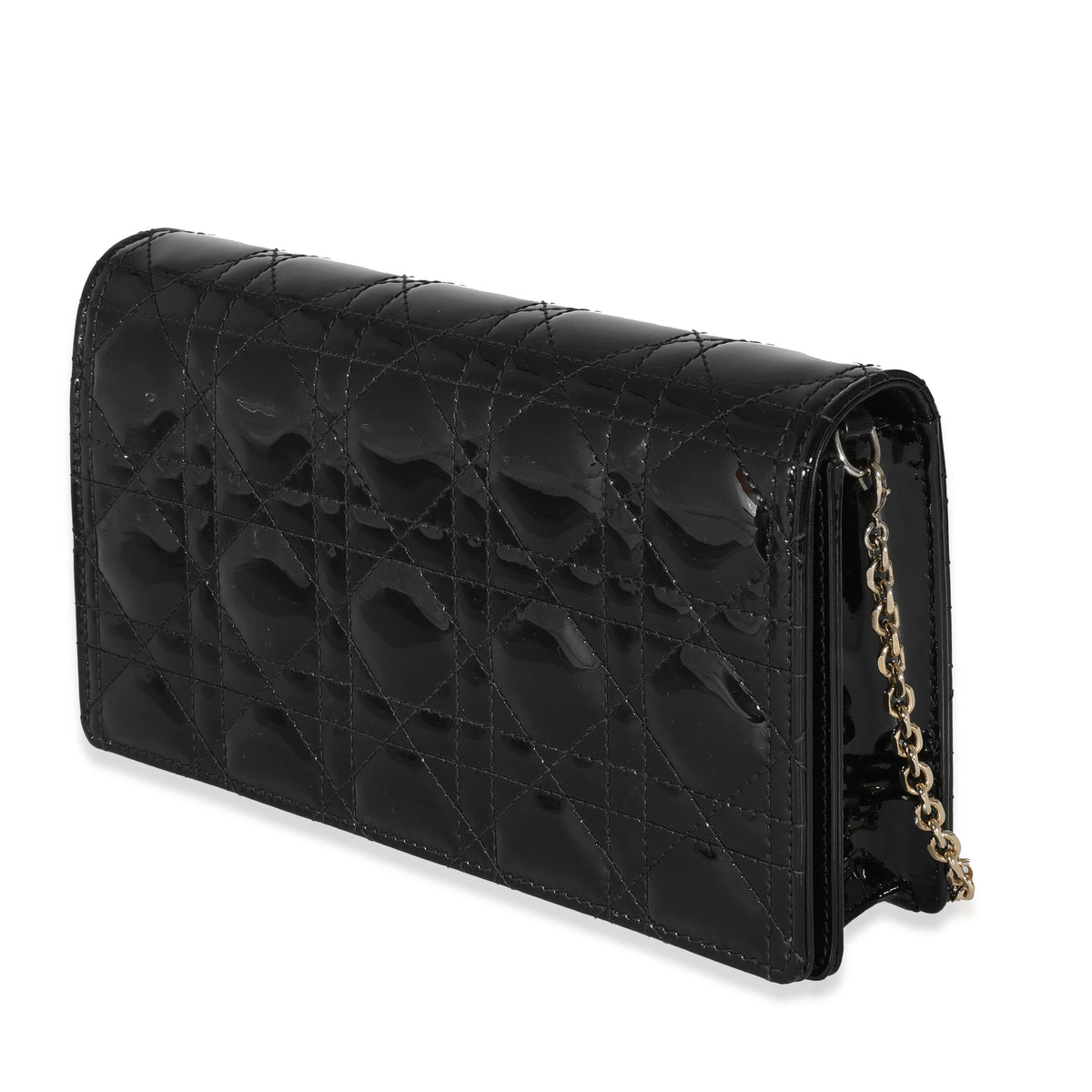 Christian Dior Black Cannage Patent Lady Pouch