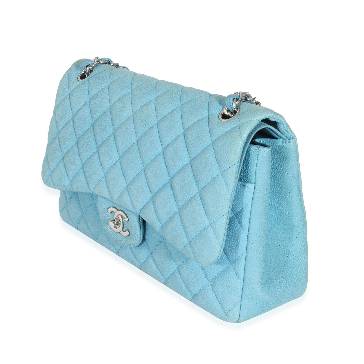 Chanel Blue Matte Quilted Caviar Jumbo Classic Double Flap Bag, myGemma, DE