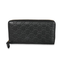 Gucci Black Guccissima Embossed Leather Zip Around Wallet