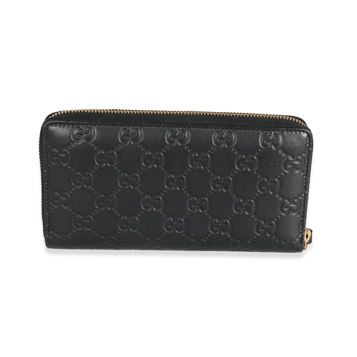 GG embossed zip around wallet in black leather