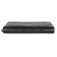 Gucci Black Guccissima Embossed Leather Zip Around Wallet