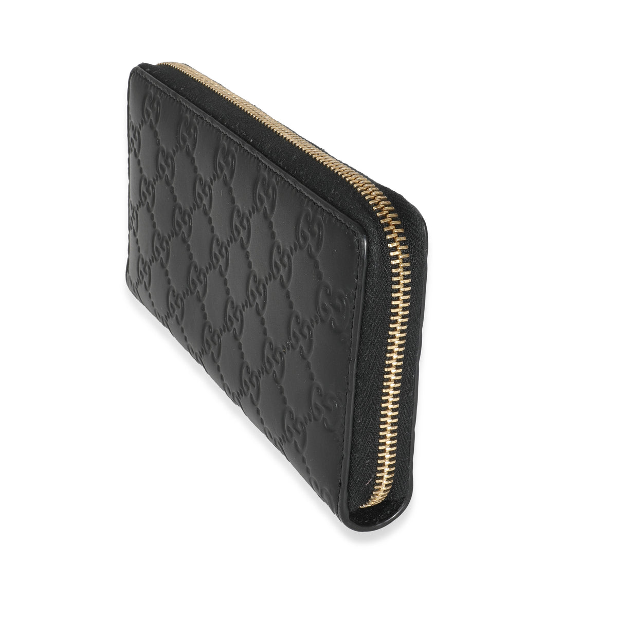 Gucci Black Guccissima Embossed Leather Zip Around Wallet