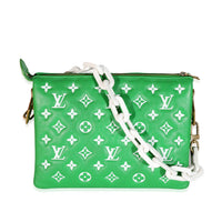 Louis Vuitton Green White Puffy Lambskin Monogram Coussin PM