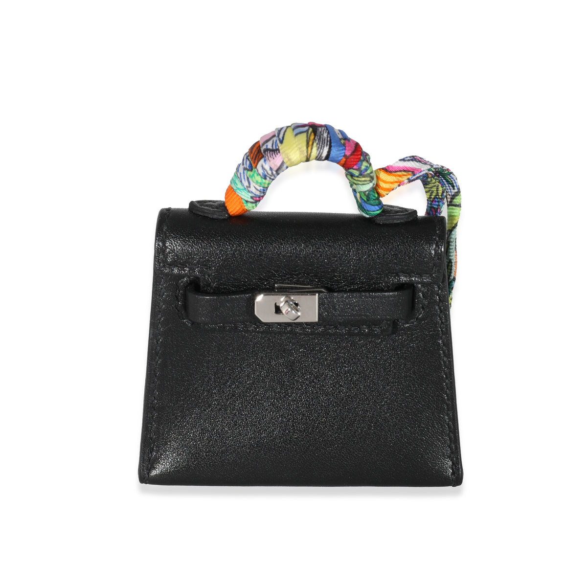 Hermès Black Tadelakt Micro Mini Twilly Kelly Bag Charm PHW