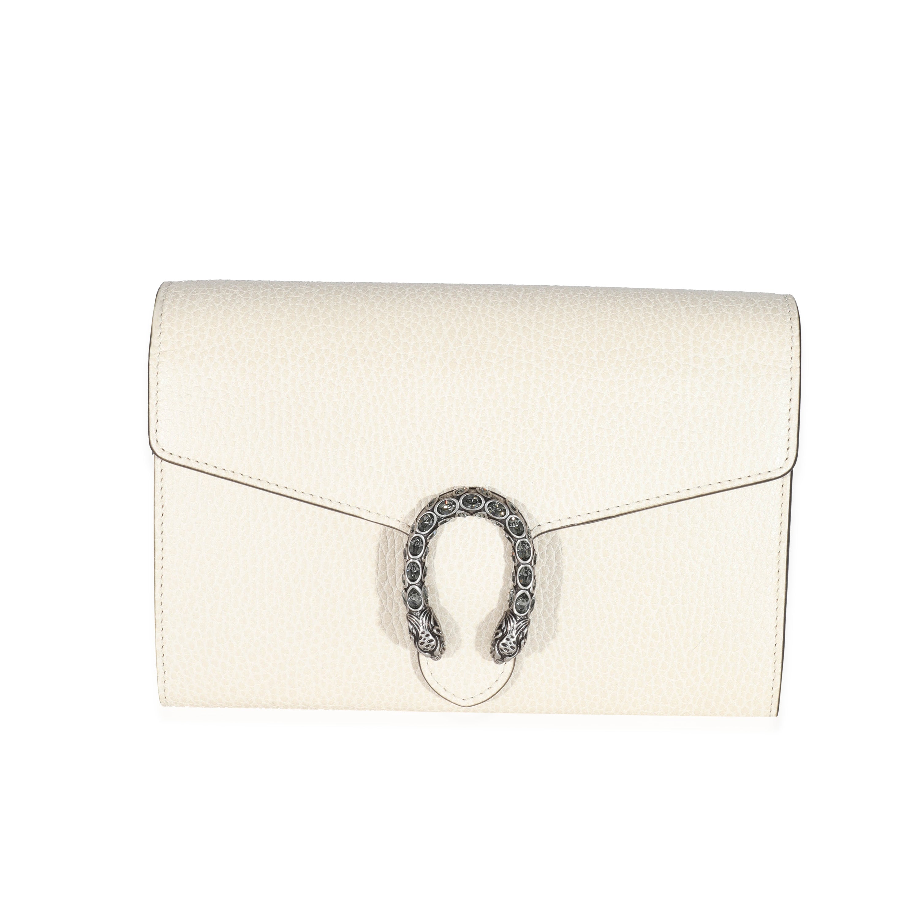 Gucci White Leather Mini Dionysus Chain Wallet