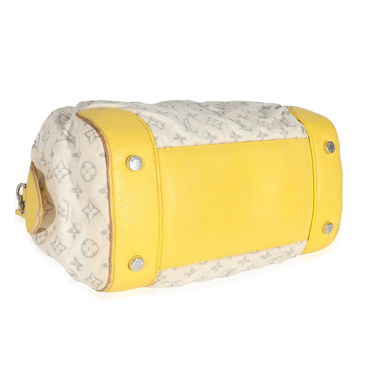 Louis Vuitton Denim Speedy Round PM Yellow Leather 2Way Bag +