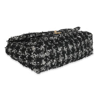 Chanel Black White Metallic Houndstooth Tweed Chanel 19 Maxi Flap Bag