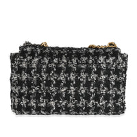 Chanel Black White Metallic Houndstooth Tweed Chanel 19 Maxi Flap