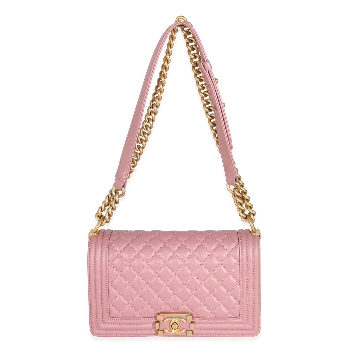 Chanel Metallic Pink Calfskin Medium Boy Bag