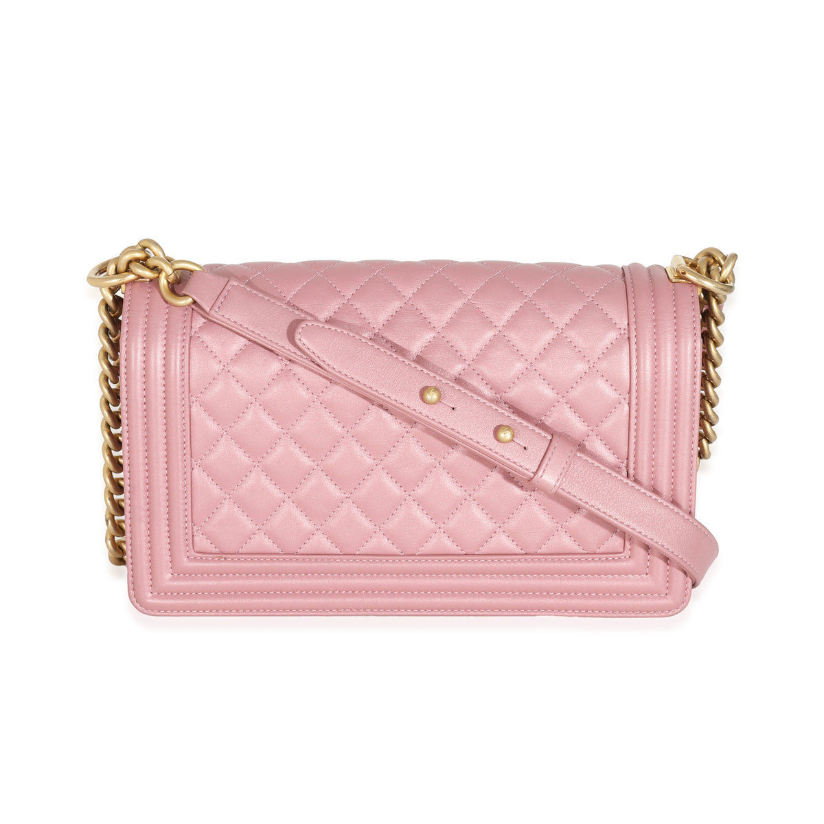 Chanel Metallic Pink Calfskin Medium Boy Bag