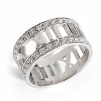 Tiffany & Co. Atlas Pierced Ring in 18k White Gold 0.52 CTW