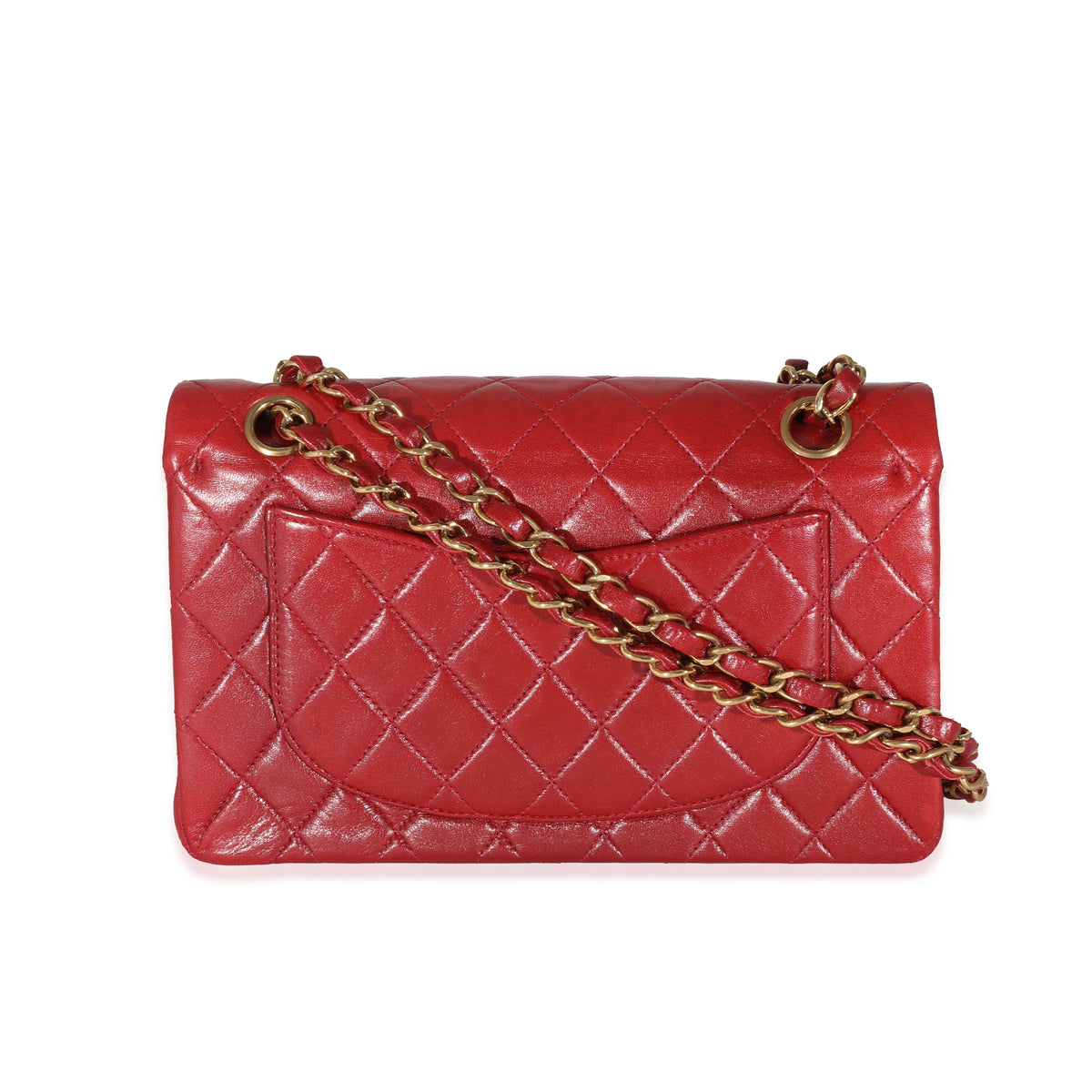 Chanel Vintage 24k Red Quilted Lambskin Small Classic Double Flap Bag