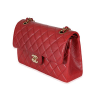 Chanel Vintage 24k Red Quilted Lambskin Small Classic Double Flap Bag