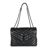 Saint Laurent Black Matelassé Leather Medium Loulou Bag