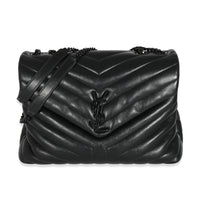 Saint Laurent Black Matelassé Leather Medium Loulou Bag