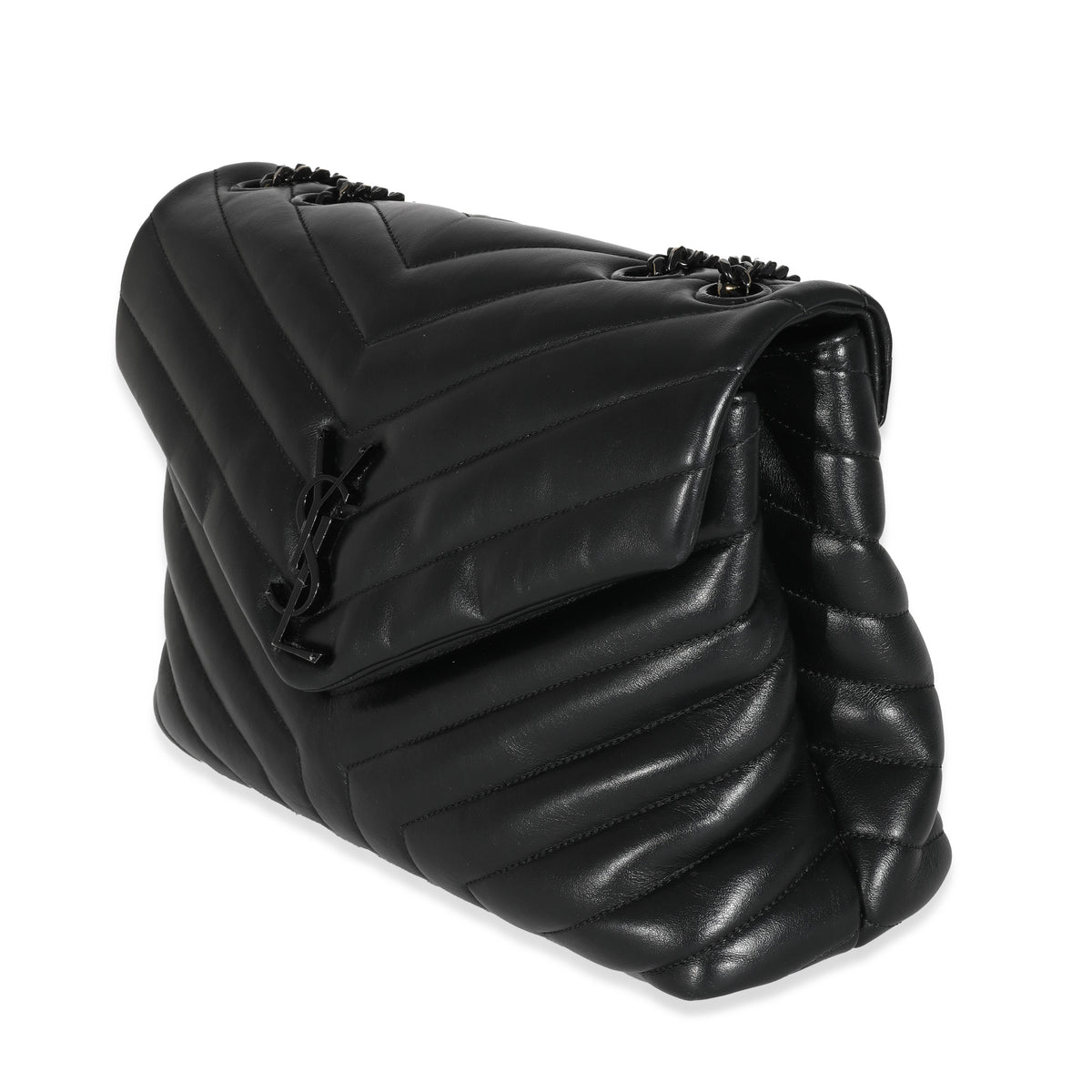 Saint Laurent Black Matelassé Leather Medium Loulou Bag