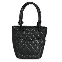 Chanel Black White Quilted Lambskin Petite Ligne Cambon Bucket Bag