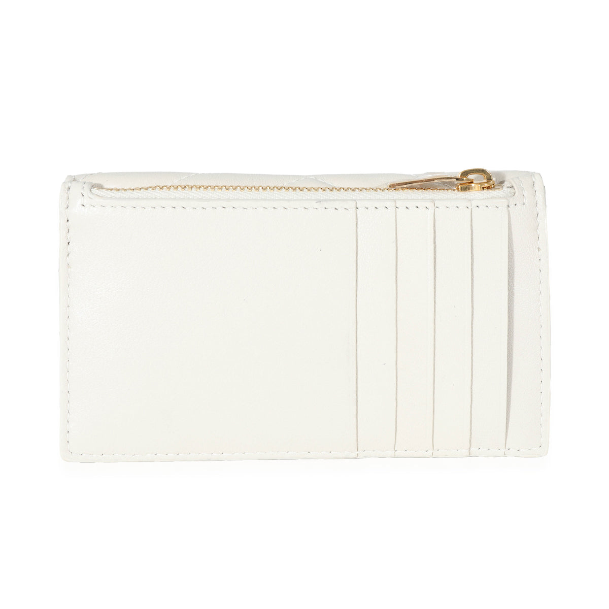 Saint Laurent Cassandre Zip Cardholder In Quilted Leather in White