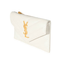 Saint Laurent Cream Leather Cassandre Matelasse Fragments Flap Card Case