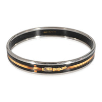 Hermes Narrow Enamel Bangle With Black & Gold Belt Buckle