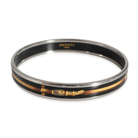 Hermes Narrow Enamel Bangle With Black & Gold Belt Buckle