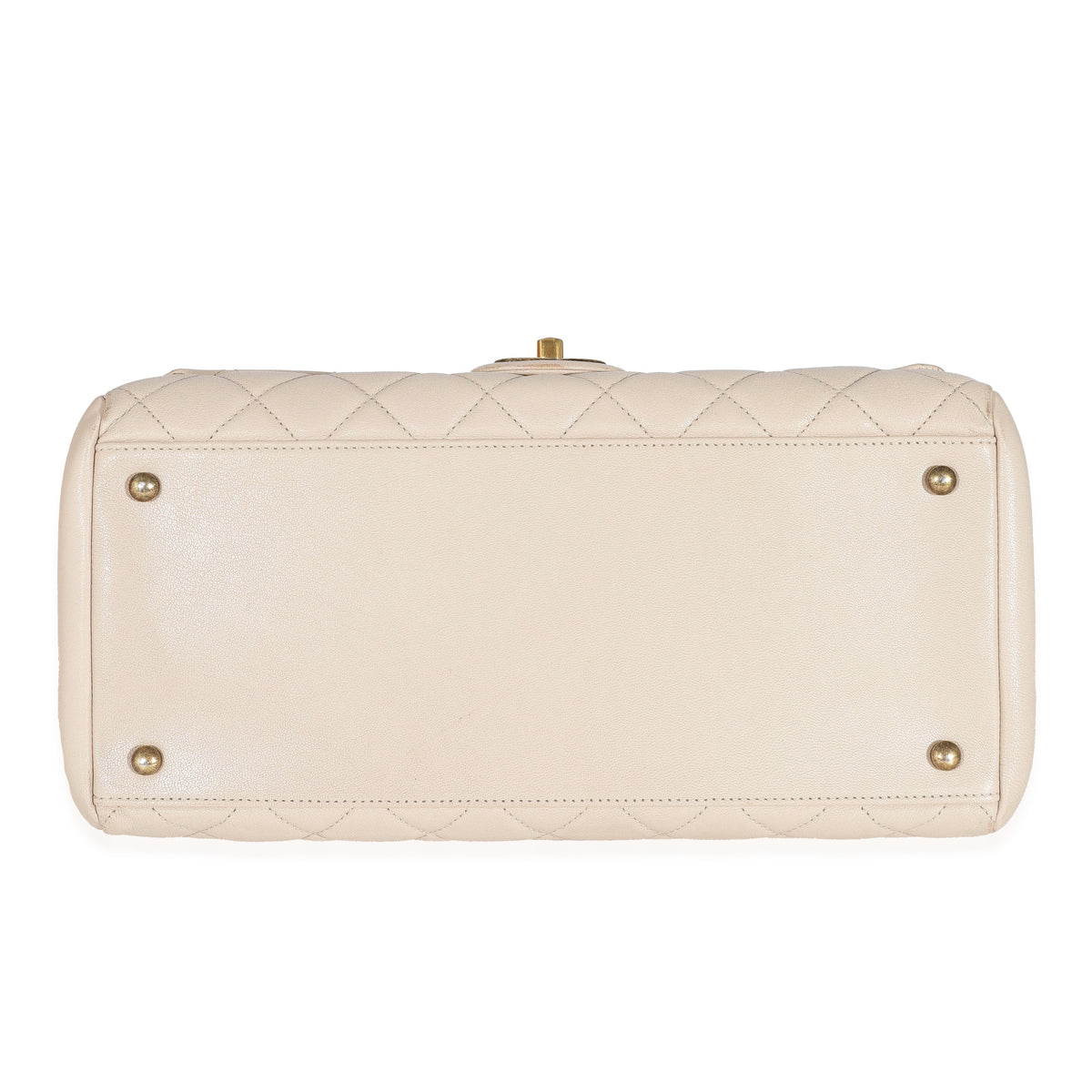 Chanel Beige Quilted Sheepskin Trapezio Flap Bag