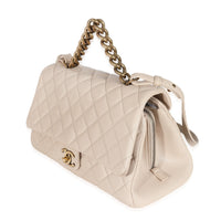 Chanel Beige Quilted Sheepskin Trapezio Flap Bag