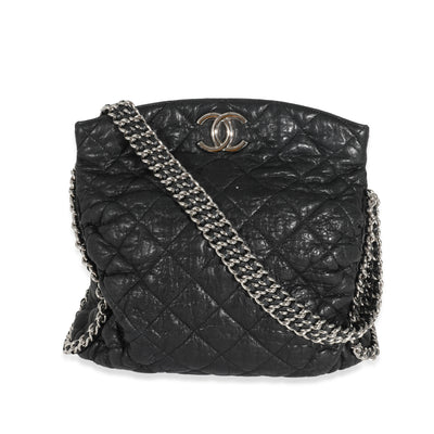 Chanel Black Washed Lambskin Chain Around Hobo