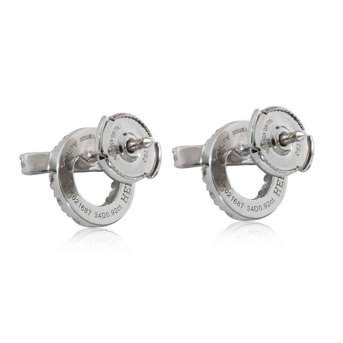 Hermès Finesse Diamond Stud Earrings in 18k White Gold 0.92 Ctw