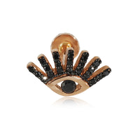 Kismet Evil Eye Single Earring With Black Diamonds in 14k Rose Gold 0.1 CTW