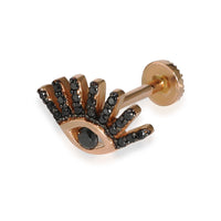 Kismet Evil Eye Single Earring With Black Diamonds in 14k Rose Gold 0.1 CTW